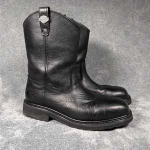 Harley-Davidson Motorcycle Work Boots Mens 10 M Black Waterproof Square Toe